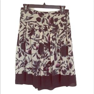 2/$30 The Limited - A-Line Pleated Floral Skirt Tan Black Purple Size 0